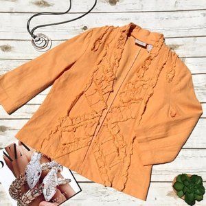 Chico’s Orange Open Front Linen Cotton Jacket Sz 0